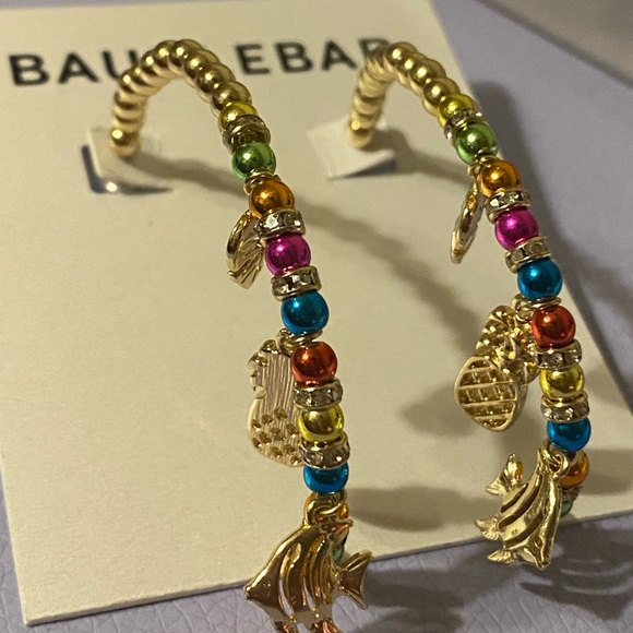 BaubleBar Gold Hoops with Vibrant Beads - Picture 1 of 3